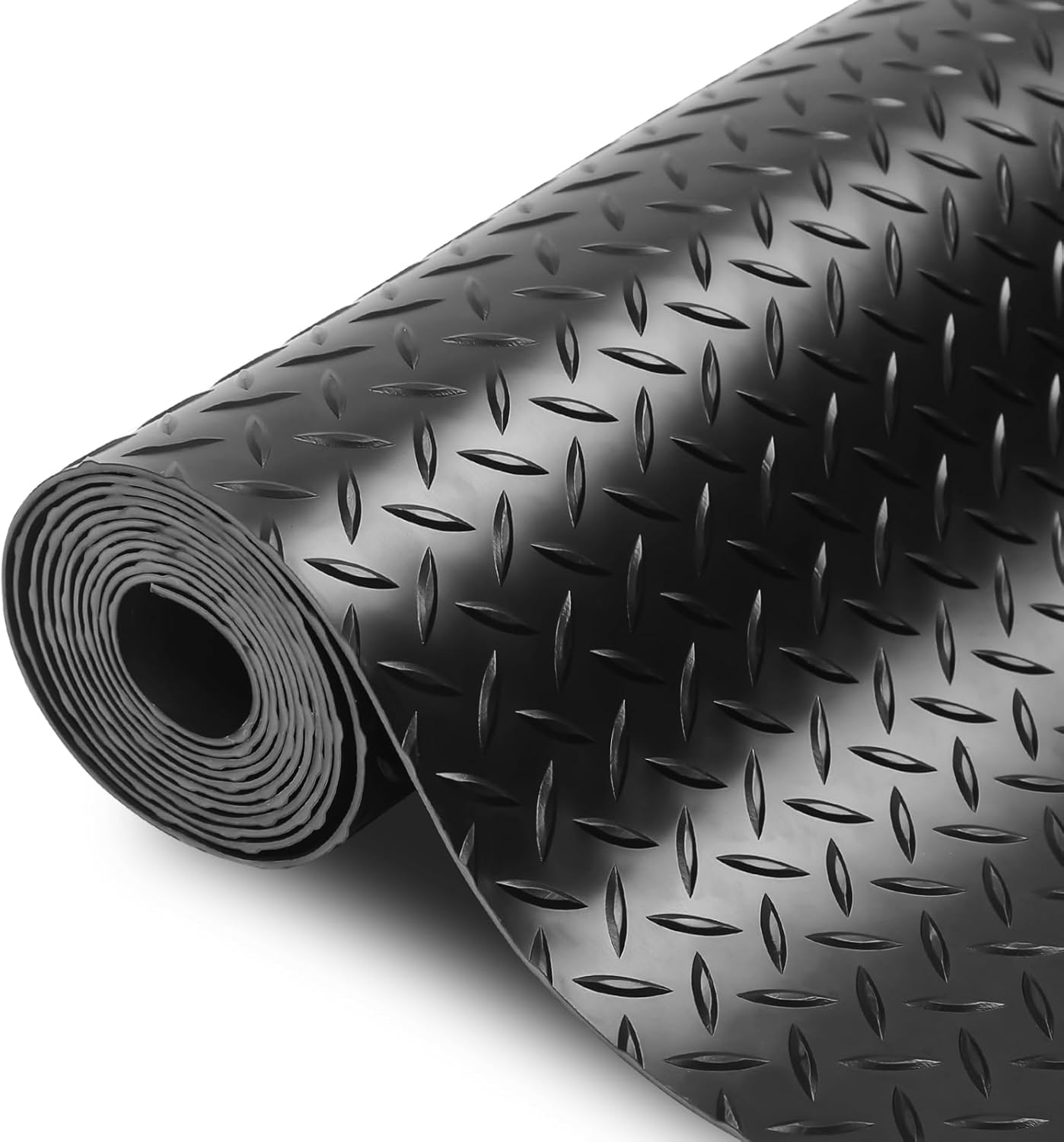 SEAL 5 x 15 Ft Premium Garage Floor Mat, Solid 2.8mm Thickened Black Commercial Grade Heavy Duty Parking Mat for Garage Floor, Golf Cart, Water/Stain Resistant Floor Runner (Embossed Diamond Plate)
