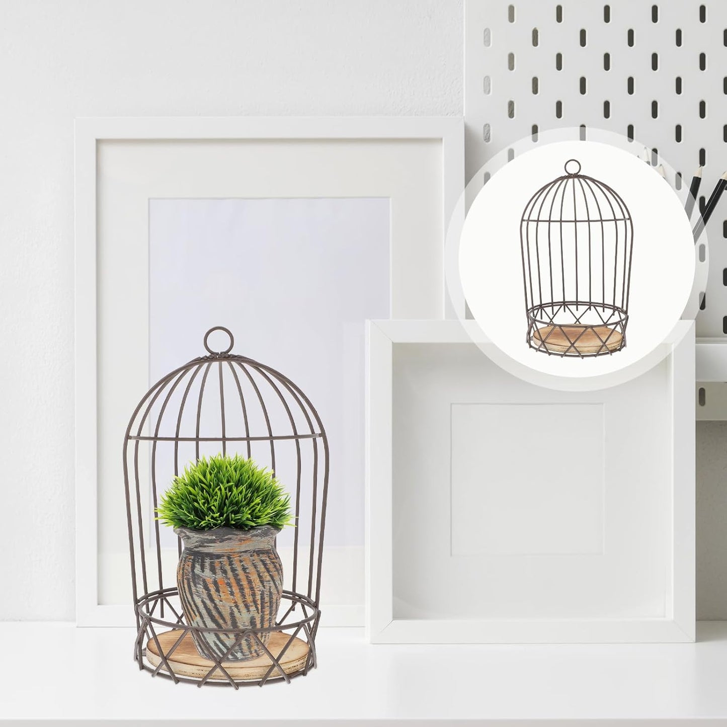 Farmhouse Birdcage Candle Holder Bird Cage Decor Lanterns Decorative Metal Candlestick Vintage Bird Cage Planter Holder Tealight Hanging Birdcage Lantern Flowerpot for Wedding Table Decor