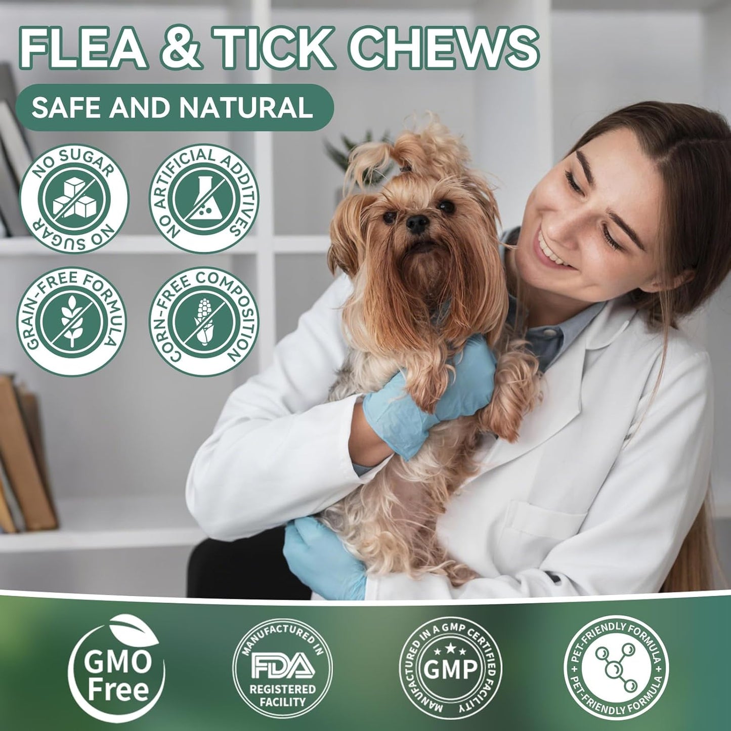 YOTANGO Flea and Tick Prevention for Dogs Chewable, 200 Soft Treats Natural Dog Flea and Tick Treatment Chewable, Oral Flea Supplement Chews, Skin & Coat Support for Dogs Puppies - All Breeds & Ages