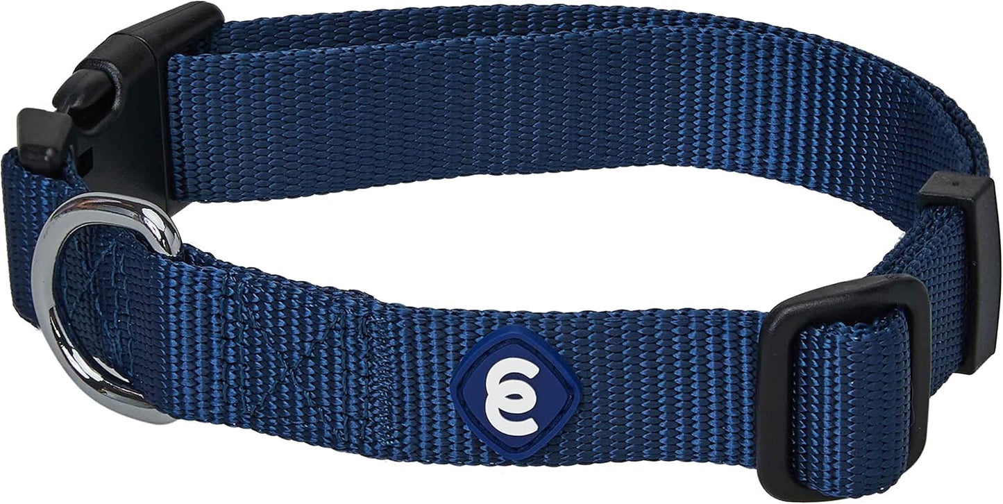 Blueberry Pet Essentials Medium Dog Collar in True Navy | Adjustable & Eco-Friendly Durable Nylon Strap | Classic Collar for Medium Dogs, Boy & Girl Pets