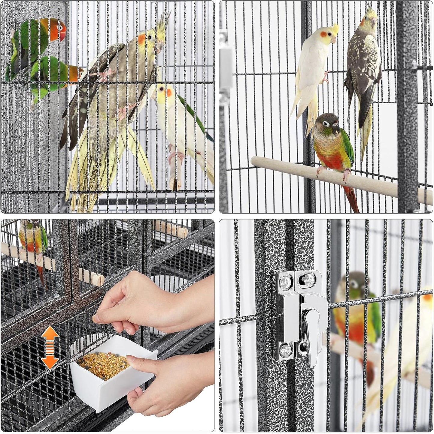 Yaheetech Stackable Bird Cage Divided Breeder Breeding Parakeet Bird Cage for Canaries Cockatiels Lovebirds Finches Budgies Small Parrots, Black